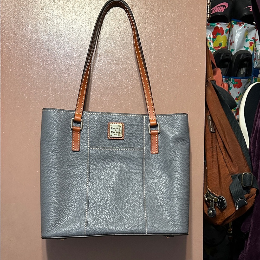 Dooney & Bourke Gray Tote with Brown Handles